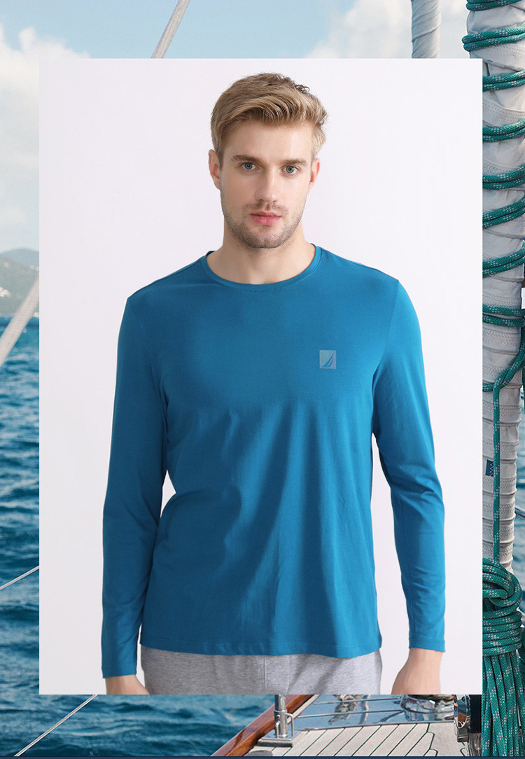 Nautica Underwear春夏男士吸湿透气圆领长袖家居上衣