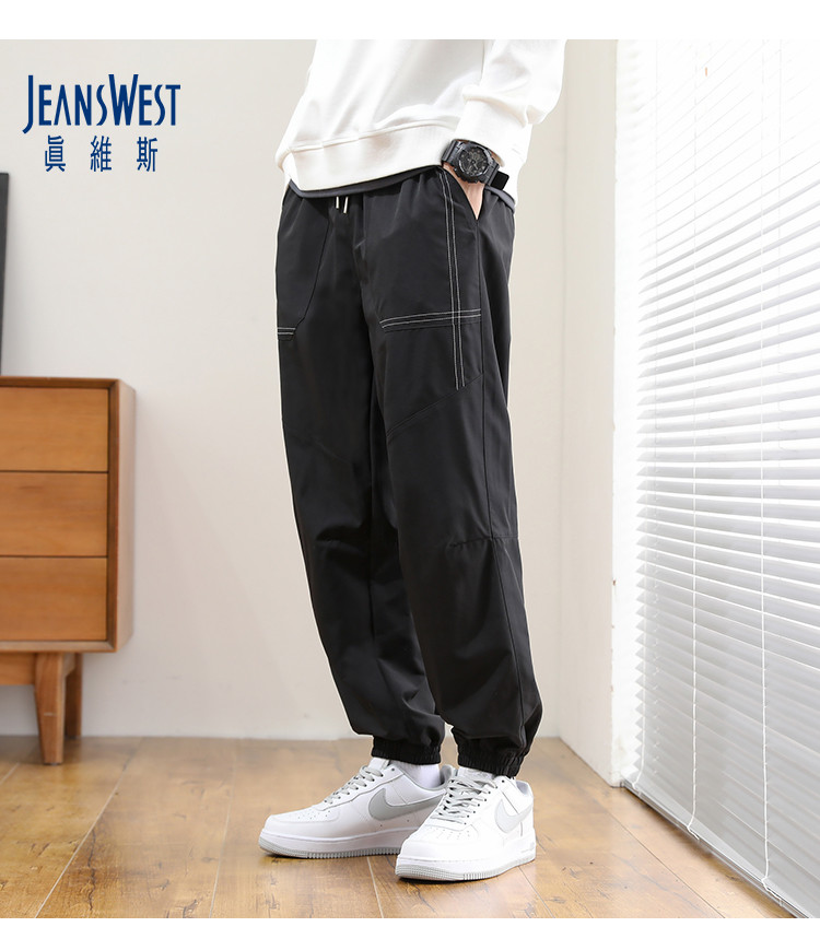 【热销款休闲裤男】线条设计男裤春秋舒适裤子男帅气束脚裤男