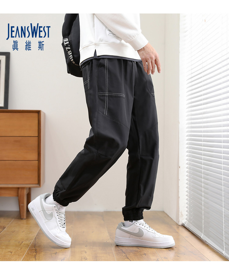 【热销款休闲裤男】线条设计男裤春秋舒适裤子男帅气束脚裤男