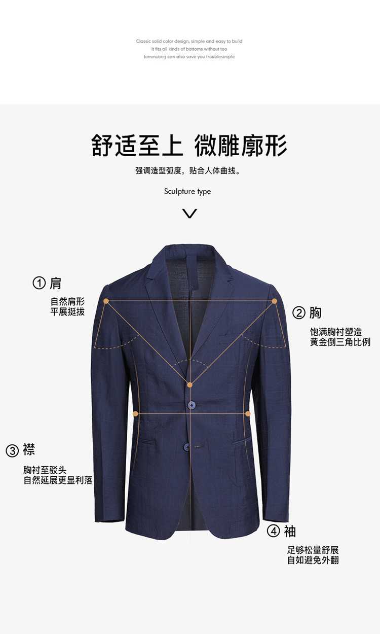 春季时尚都市通勤婚礼职场再生纤维素纤维混纺商务休闲男士西服