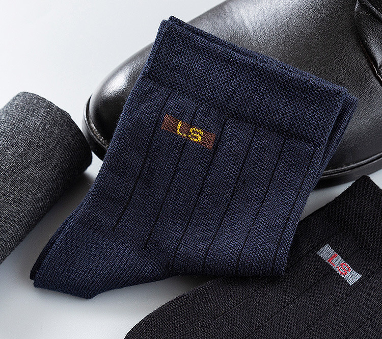 【100%纯棉抑菌6双礼盒装】防臭商务休闲保暖中筒男士袜子男