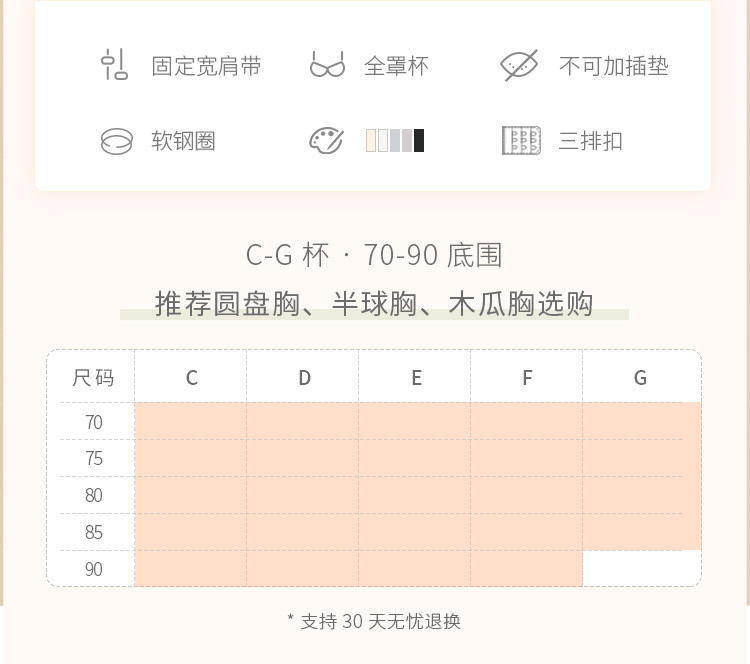 【夹棉承托】微甜大胸显小防凸点全罩杯内衣薄款大码文胸