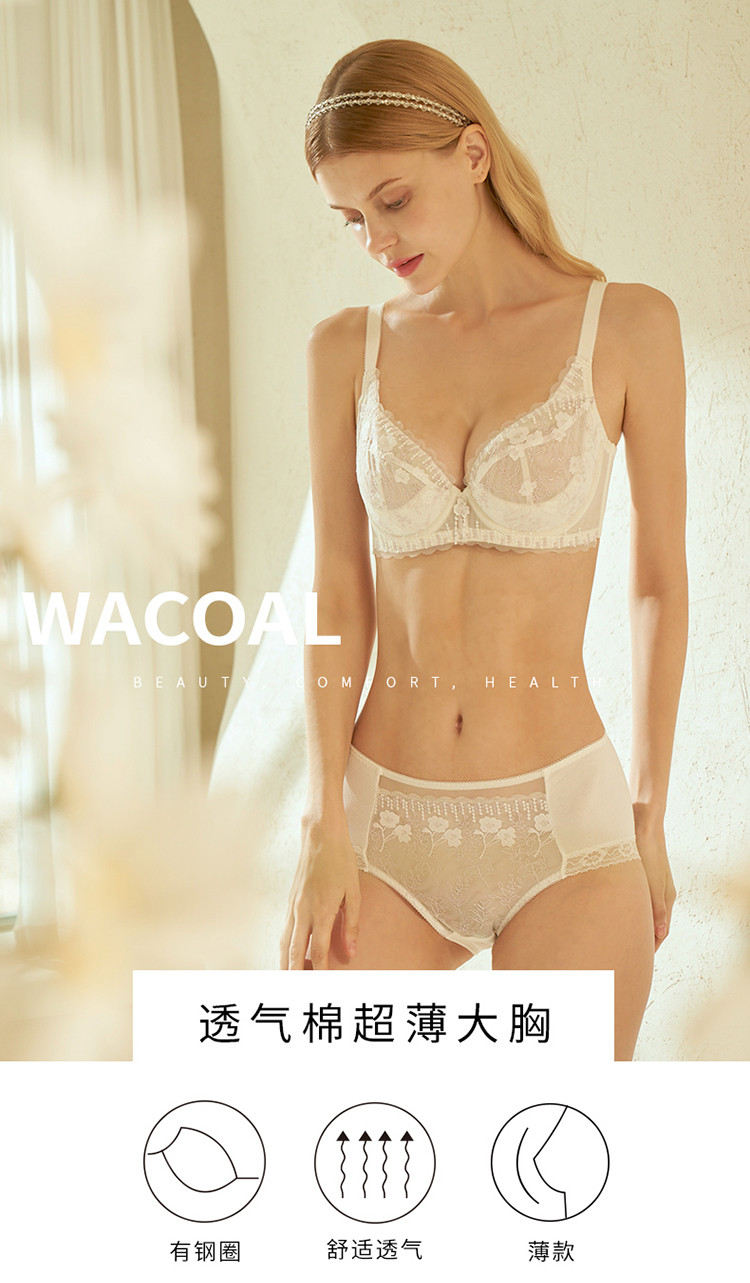 【大胸显小】超薄蕾丝全罩杯透气内衣女大码文胸