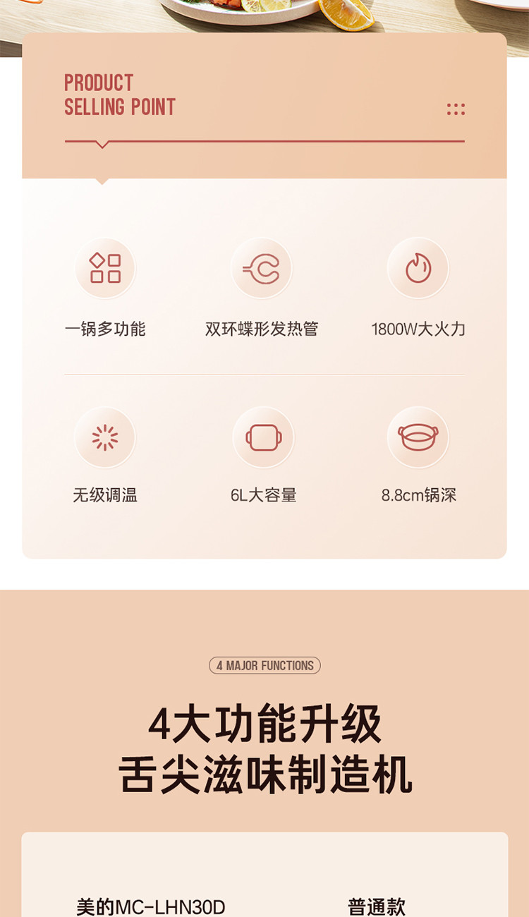 【爆款推荐一机多用】6L家用多功能电火锅电煮锅LHN30D