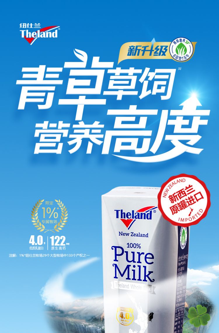 【送礼】新西兰进口4.0g蛋白全脂牛奶250ml*24盒整箱