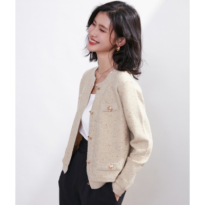 集团旗下瑟俪小香风外套女2023年新款短款小个子长袖开衫上衣