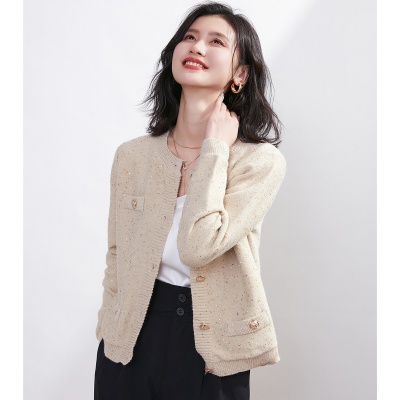 集团旗下瑟俪小香风外套女2023年新款短款小个子长袖开衫上衣