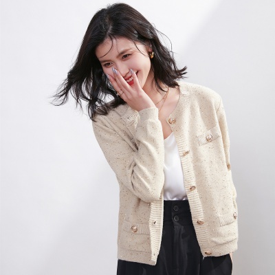 集团旗下瑟俪小香风外套女2023年新款短款小个子长袖开衫上衣