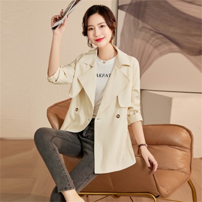 Medium and long trench coat 2023 spring and autumn new small versatile sports and leisure Korean version design trench coat women