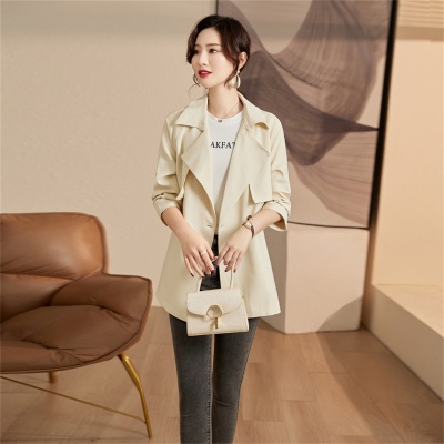 Medium and long trench coat 2023 spring and autumn new small versatile sports and leisure Korean version design trench coat women