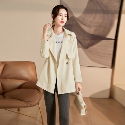 Medium and long trench coat 2023 spring and autumn new small versatile sports and leisure Korean version design trench coat women