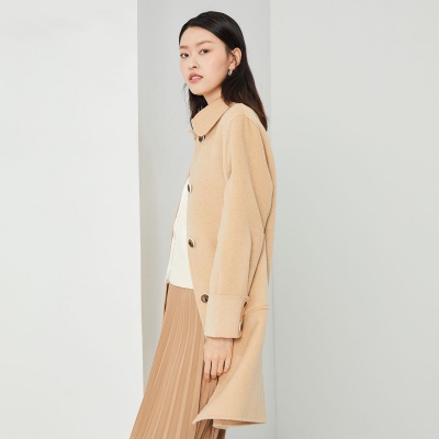 Woolen jacket women's spring lapel collar long-sleeved British fashion versatile medium and long top