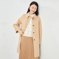 毛呢外套女春季翻领长袖英伦时尚百搭中长款上衣
