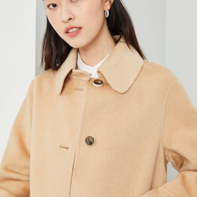 Woolen jacket women's spring lapel collar long-sleeved British fashion versatile medium and long top