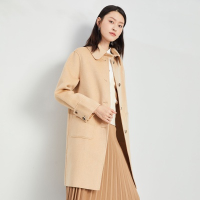 Woolen jacket women's spring lapel collar long-sleeved British fashion versatile medium and long top
