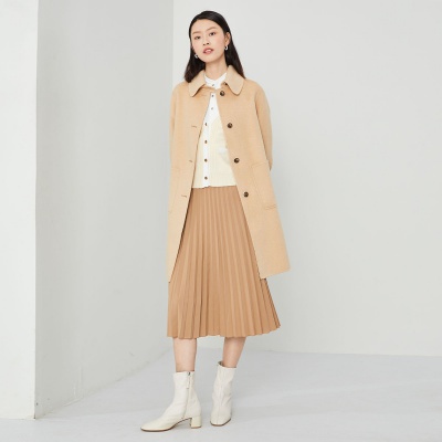 Woolen jacket women's spring lapel collar long-sleeved British fashion versatile medium and long top