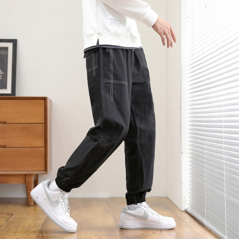 【热销款休闲裤男】线条设计男裤春秋舒适裤子男帅气束脚裤男