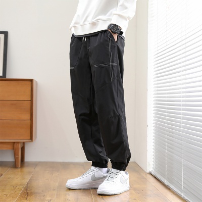 【热销款休闲裤男】线条设计男裤春秋舒适裤子男帅气束脚裤男