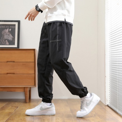 【热销款休闲裤男】线条设计男裤春秋舒适裤子男帅气束脚裤男