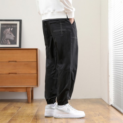 【热销款休闲裤男】线条设计男裤春秋舒适裤子男帅气束脚裤男