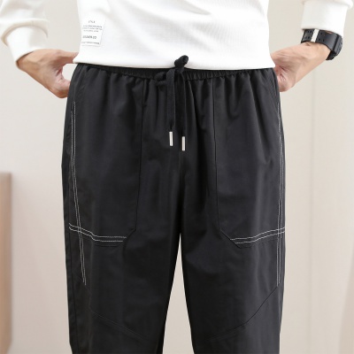 【热销款休闲裤男】线条设计男裤春秋舒适裤子男帅气束脚裤男