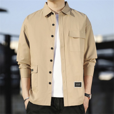 运动外套户外休闲时尚百搭男士春夏翻领排扣开衫轻盈透气宽松长袖