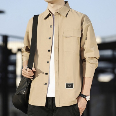 运动外套户外休闲时尚百搭男士春夏翻领排扣开衫轻盈透气宽松长袖
