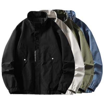 运动外套春秋款刺绣立领帅气夹克百搭上衣服外搭休闲装潮流男士