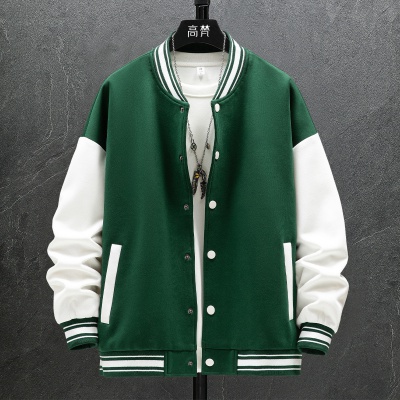 【拼接棒球服】春季潮牌撞色开衫夹克情侣宽松休闲男士棒球服外套