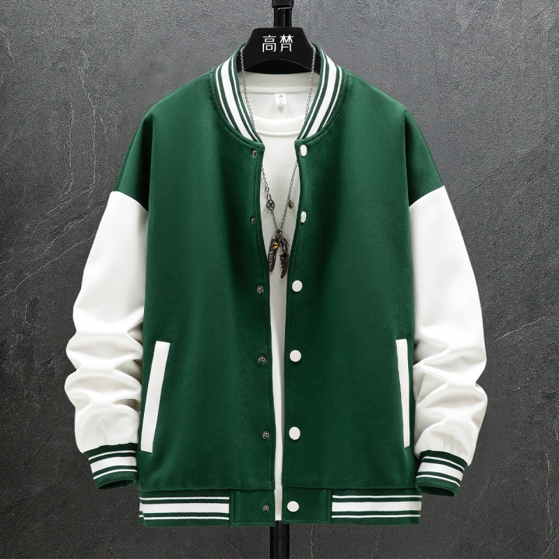 【拼接棒球服】春季潮牌撞色开衫夹克情侣宽松休闲男士棒球服外套