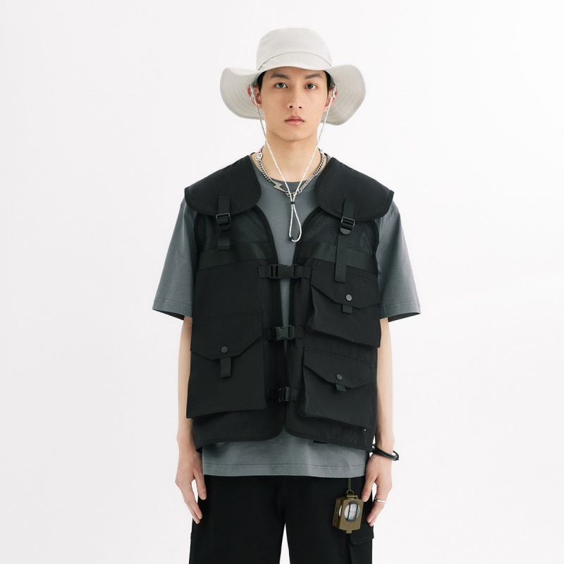 夏季新款男式马夹多口袋工装风潮流宽松机能风上衣男士马夹外套男