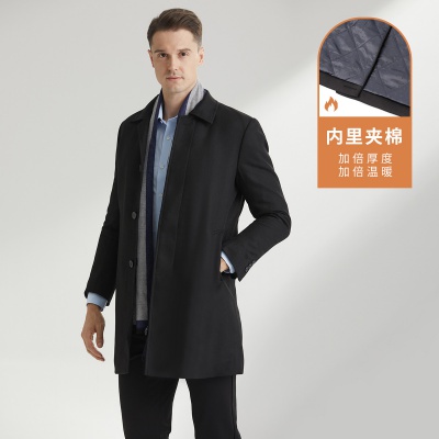 Nautica Tailored男士大衣中长款春秋双层商务正装外套