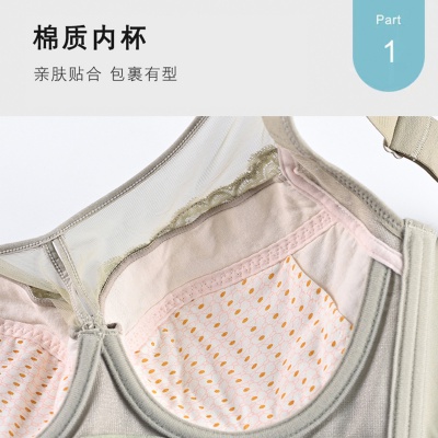 【镂空蕾丝 B-E杯】大码聚拢收副乳调整型收副乳背心式文胸罩