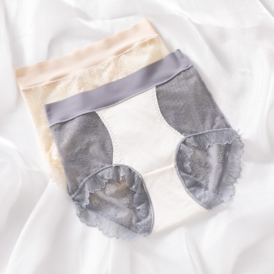 【含蚕丝裆】3条装性感蕾丝内裤女透气无痕高腰收腹内裤三角内裤