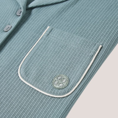 【简约时尚 情侣款】睡衣女春秋翻领弹力开衫宽松家居服套装