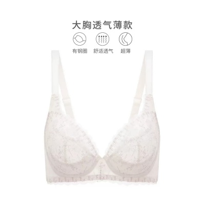 【大胸显小】超薄蕾丝全罩杯透气内衣女大码文胸