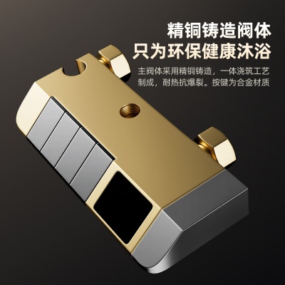 恒温枪灰色淋浴花洒套装钢琴按键增压喷头全铜主体淋浴器浴室家用