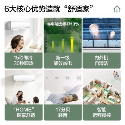 【热销单品】海尔空调挂机1.5匹新1级变频自清洁WIFI智控统帅系列